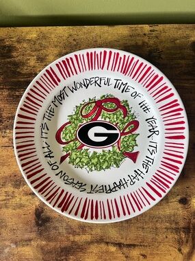 Georgia Bulldogs Holiday Wreath Ceramic Plate